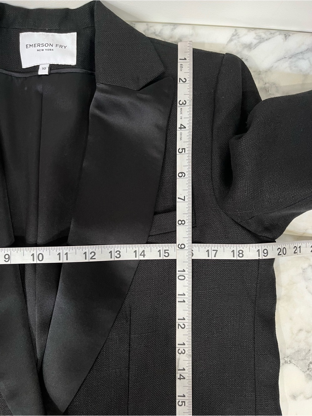 Emerson Fry Wingtip Black Linen Silk Blazer Size 10 - Picture 5 of 10